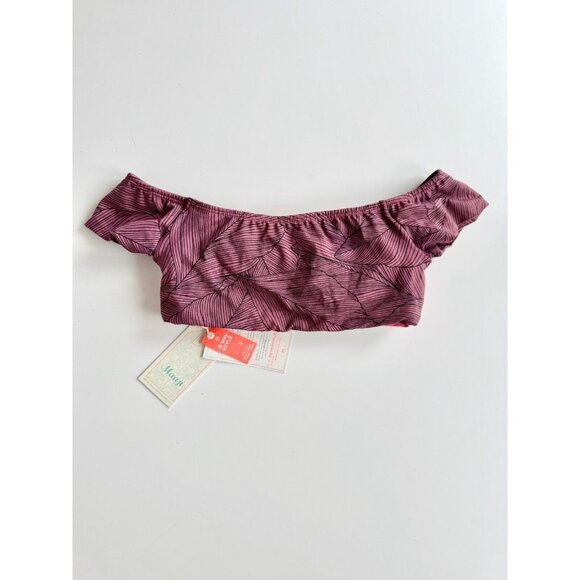 NWT MAAJI Cumbia Society Mauve Leaf Print Reversible Bandeau Bikini Top, Size M - Picture 3 of 10